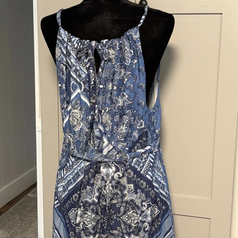 Blue Patterned Maxi Dress - Picture 4 of 4
